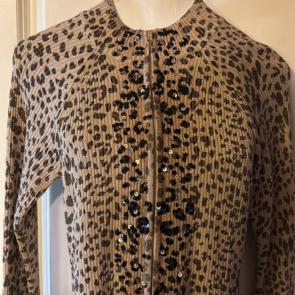 Beautiful sequined zipper front sweater